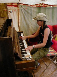 yuki playing at the tiny tea tent